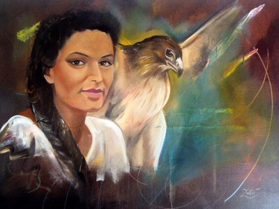 A MULHER  E O GAVIÃO - PINTURA