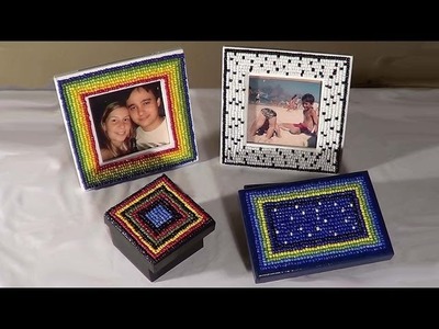 DIY: Caixas e porta-retratos com miçangas - Boxes and picture frames - Cajas y marcos para fotos