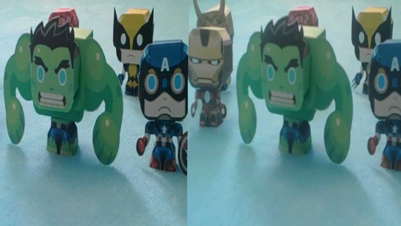 Mini papercraft heróis Marvel, vídeo em 3D