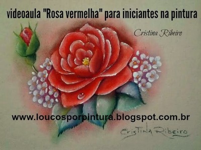 Como pintar "Rosa vermelha" - Pintura em tecido