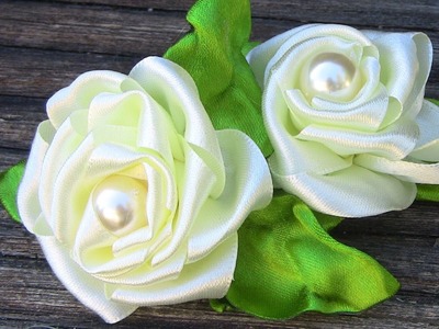 Fabric flower tutorial-   modelo de Rosa em Fita Passo a Passo