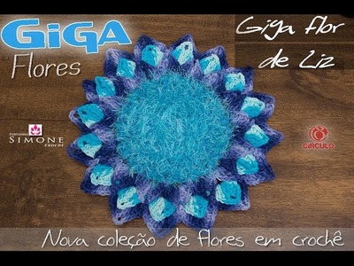 Giga Flor De Liz Azul em crochê - Professora Simone