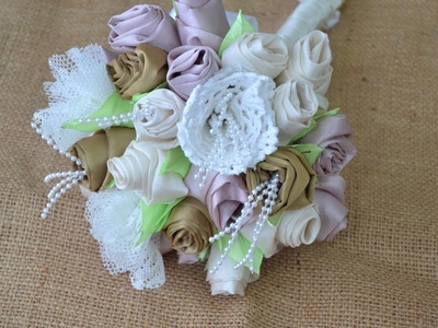 Como fazer bouquet de noivas com flores de tecidos ♥
