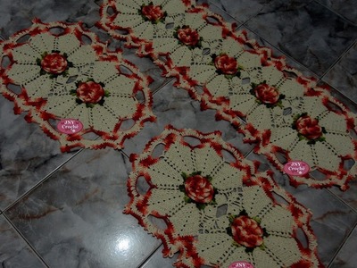 Jogo de Tapetes de Crochê "Flor de Cerejeira" por JNY Crochê