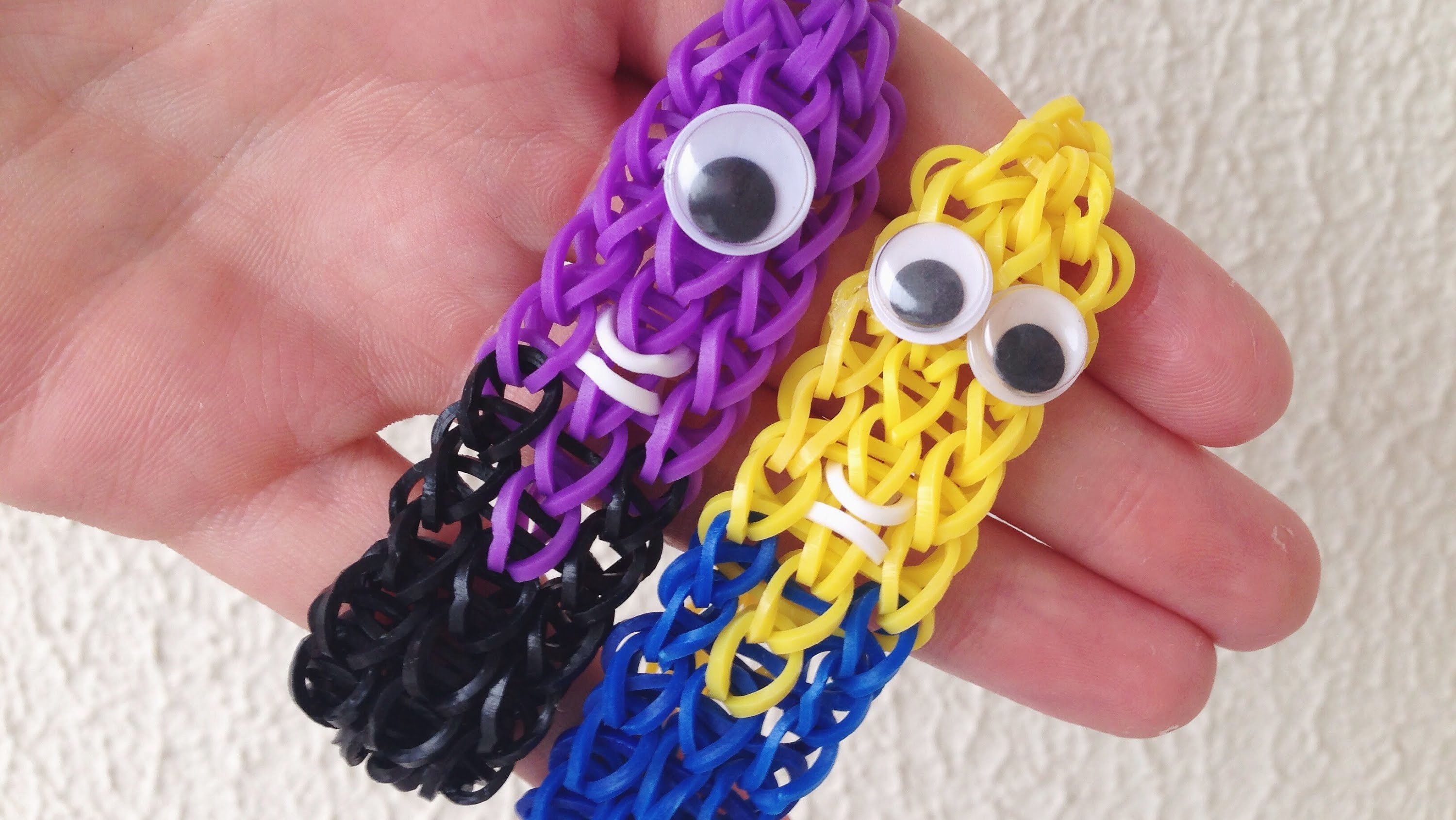 Como fazer pulseiras de elástico: Pulseira dos Minions #LoomBands (sem tear) Minion Bracelet