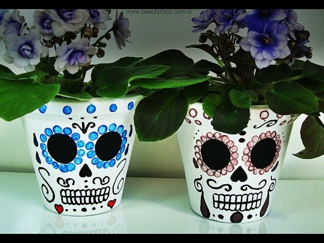 DIY: Vaso de Flores Caveira Mexicana (Sugar Skull Plant Pot)