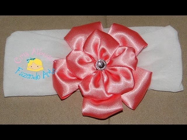 Faixa de meia de seda com flor de fita de cetim - Passo a Passo (DIY)