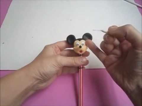 Mickey  (ponteira de lápis) - aula de biscuit