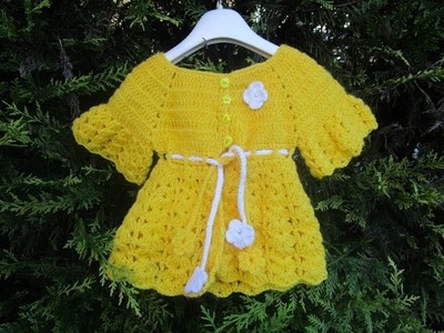 Casaquinho para bebê em crochê parte 1 Crochet Cardigan - Chaqueta Gancillo Rebeca