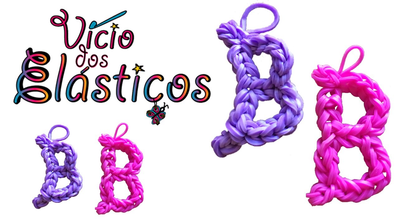 Como fazer a Letra B de elásticos (sem Tear) - Rainbow Loom