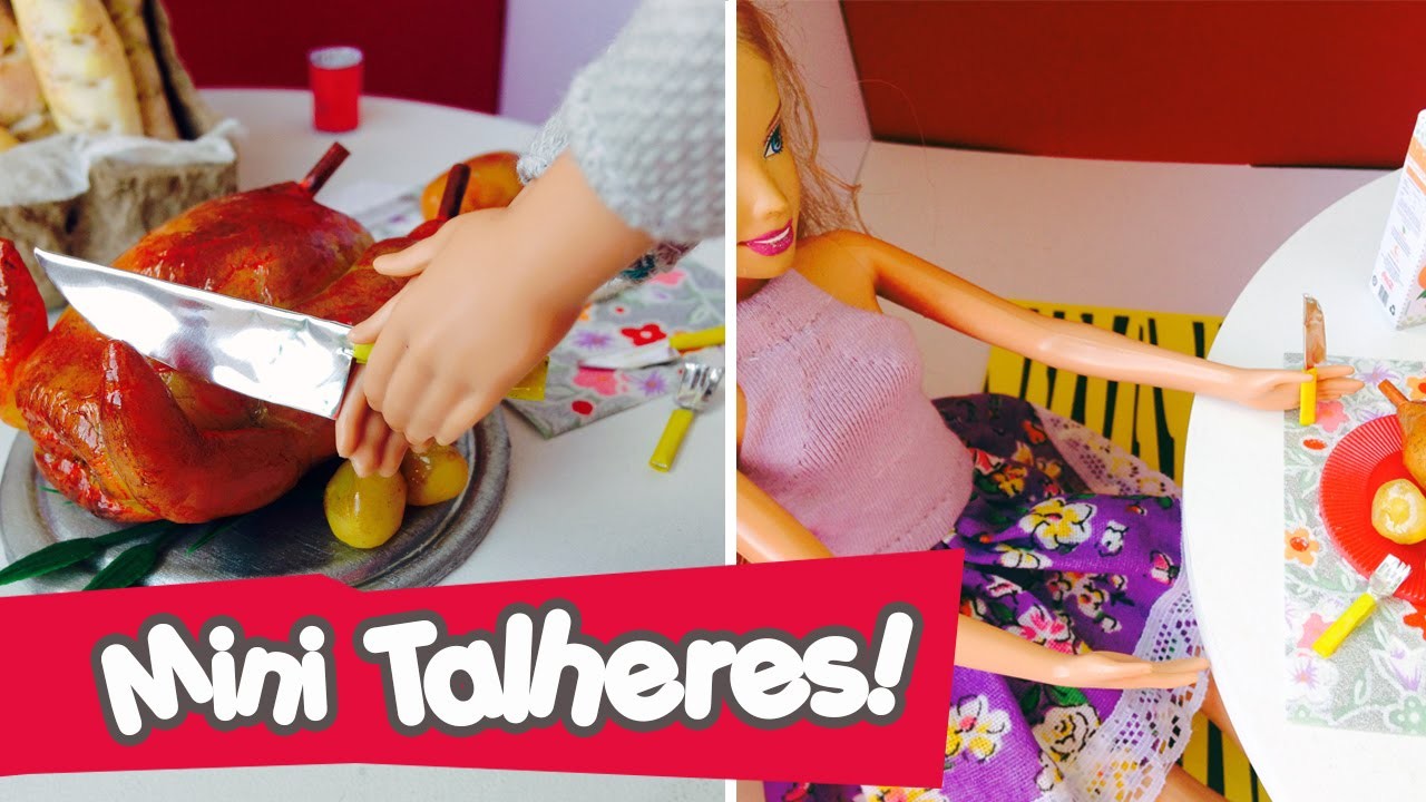 Talheres (garfo, faca, colher) para bonecas Barbie e Monster High