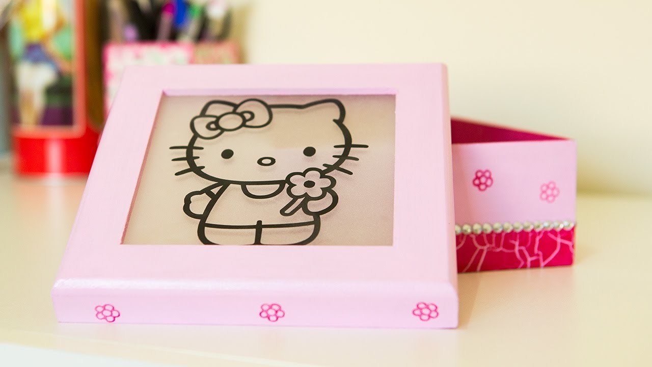 Artesanato Com Craquelê em Mdf ✿ Caixinha Hello Kitty ✿