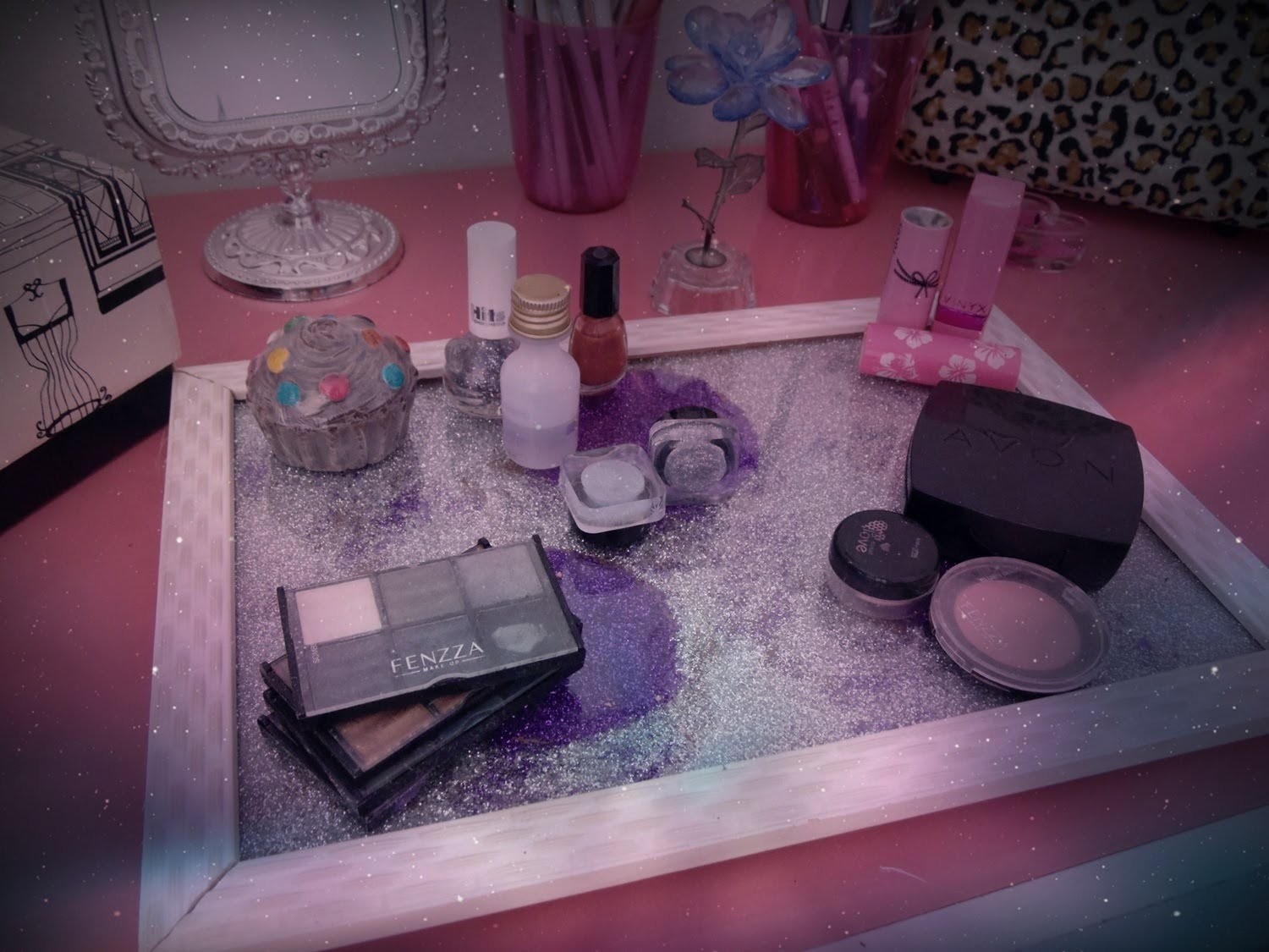 DIY Porta Makeup Perfume Vanity Home Decor Glitter ♡