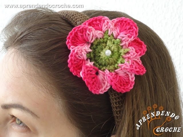 Tiara Revestida em Croche - Aplicação de Flor - Aprendendo Crochê