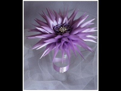 Enfeite flor lilás para mesa  de casamento.Lilac Flower Kanzashi