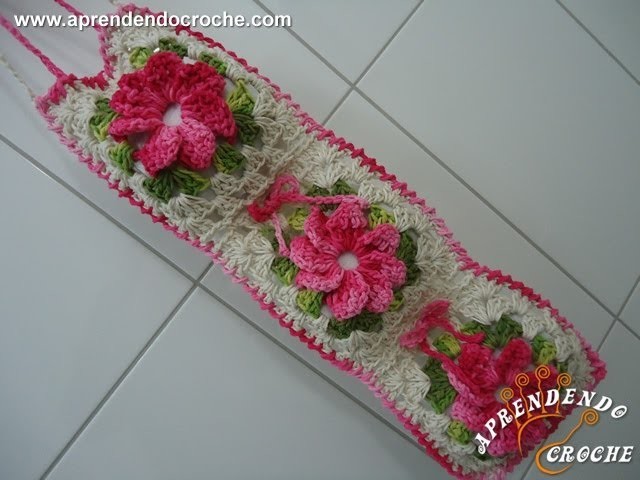 Jogo Banheiro Crochê Floral - Porta Papel Higiênico - Aprendendo Croche
