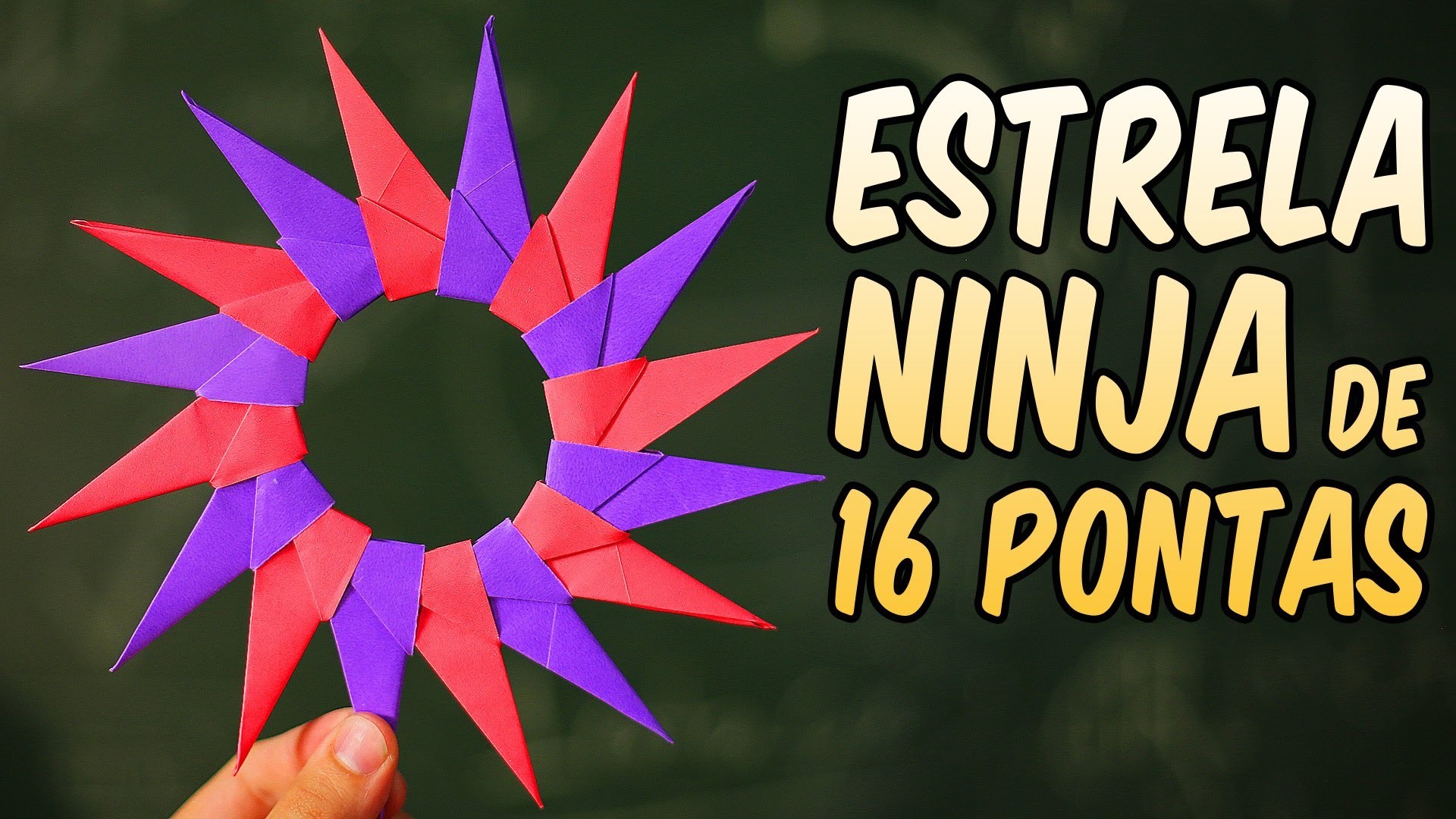 Shuriken turbinada! Faça a estrela ninja de 16 pontas! (origami + brinquedo)