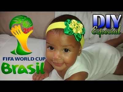 Tiara de meia de seda torcida brasileira | DIY-Passo a Passo | Especial Copa do Mundo 2014