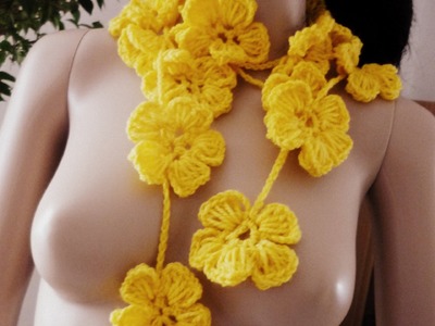 Como fazer uma flor de croche com as petálas de lacadas alongadas, Efeito lindo!