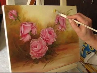 Pintando Rosas - Parte 4 - Óleo sobre tela por Shirley Sbeghen