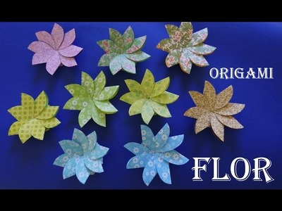 Como fazer uma Flor de Papel Origami Dobradura Papiroflexia