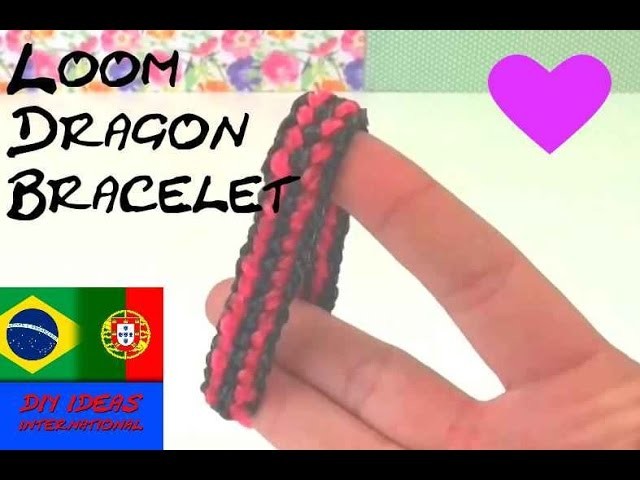 Pulseira de elastico escema DRAGÃO com garfo em português Rainbow Loom Dragon Bracelet em portugues