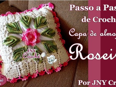 Capa de almofada de crochê Roseira por JNY Crochê