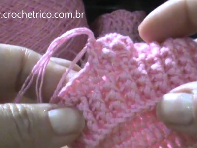 Crochê - Sapatinho para Bebê em Ponto Barra (Recém Nascido) - Parte 05.05