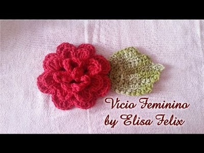 Flor Rosa vermelha em crochê para aplique # 84 Vício Feminino by