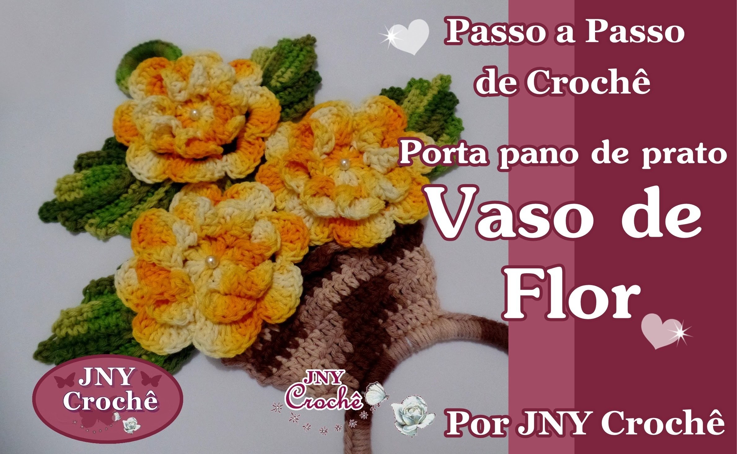 Porta pano de prato de crochê Vaso de Flor por JNY Crochê