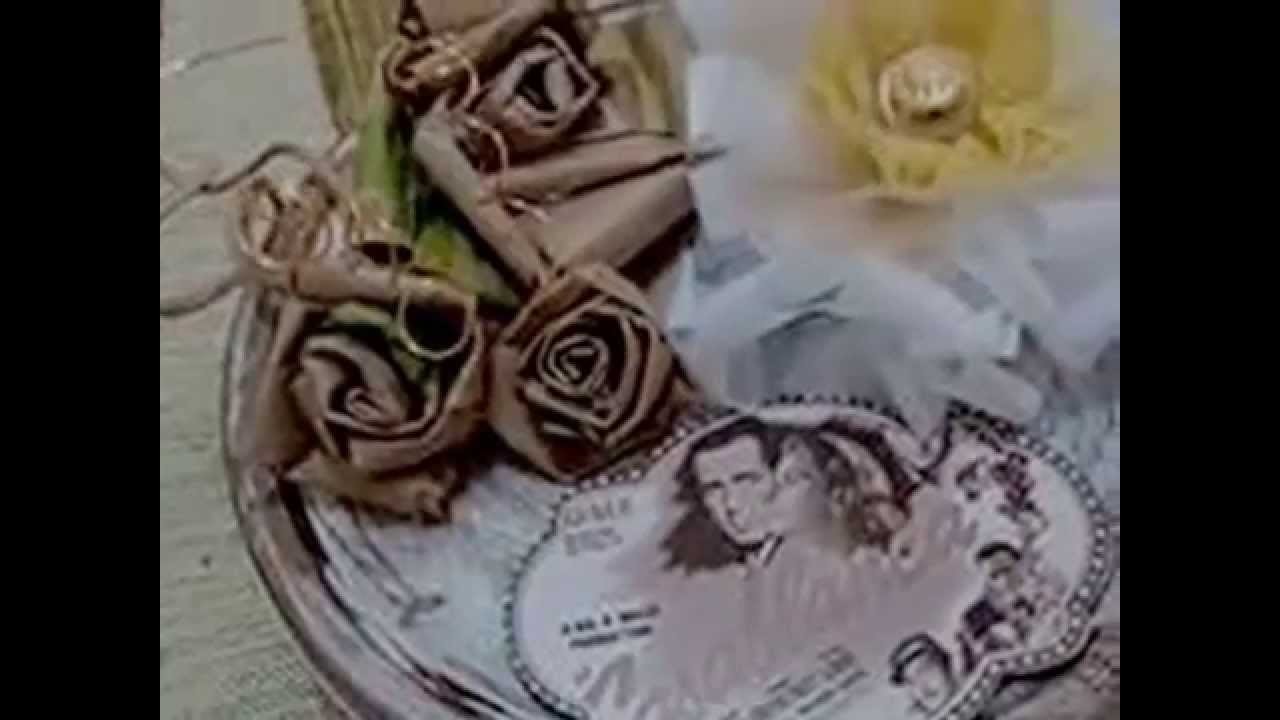 Caixa multiuso vintage feita com flor de papel craft ,flor de tecido e sobras de rendas e tule