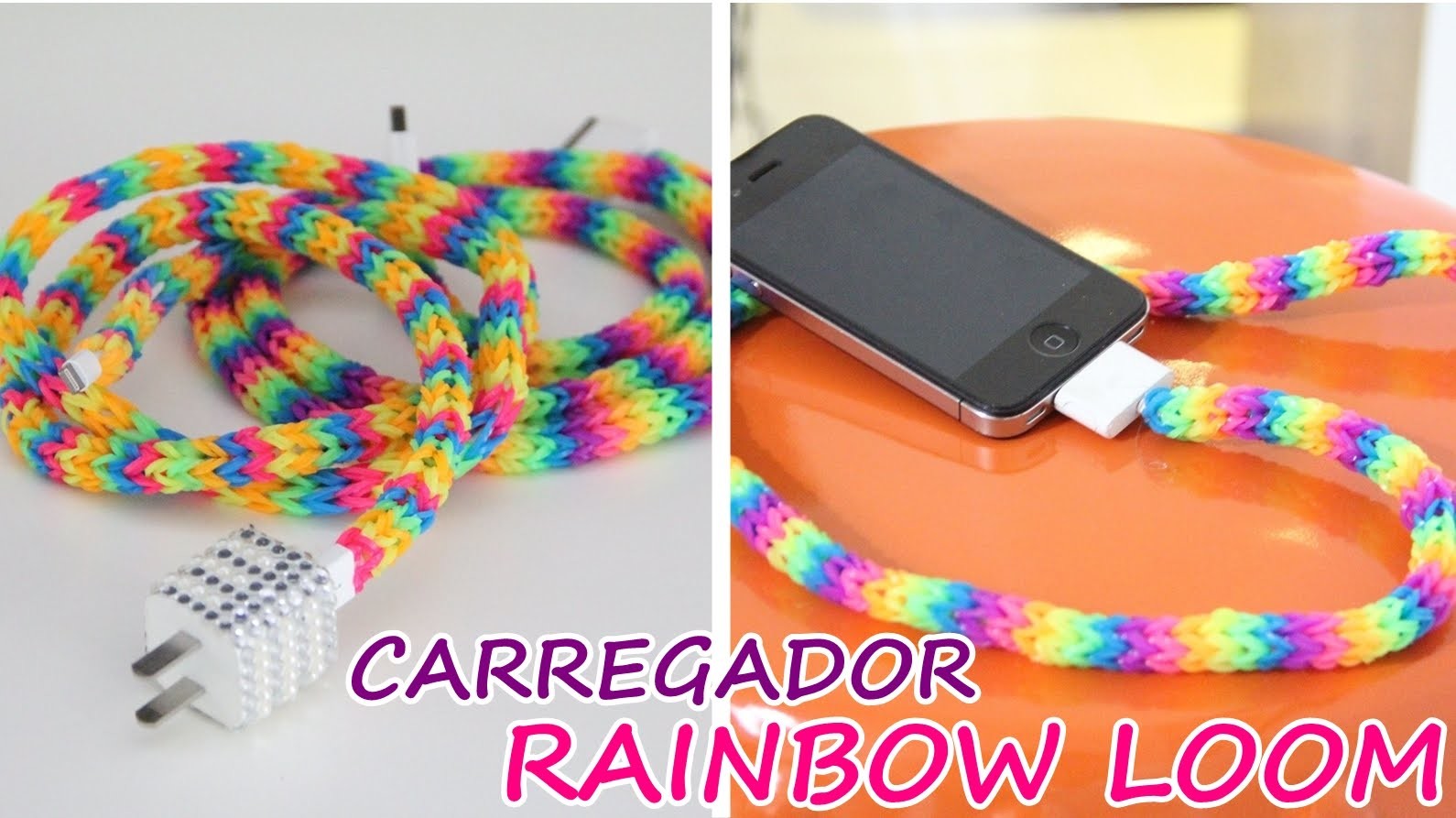 Carregador de celular Personalizado com elásticos Rainbow Loom - wFashionista