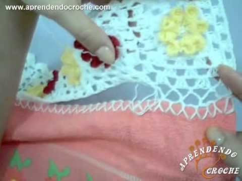 Como aplicar o barrado de croche na toalha  - Aprendendo Crochê