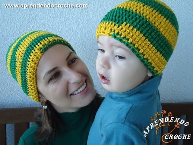 Gorro Crochê Brasil Tal mãe, tal filho - Adulto - Aprendendo Crochê