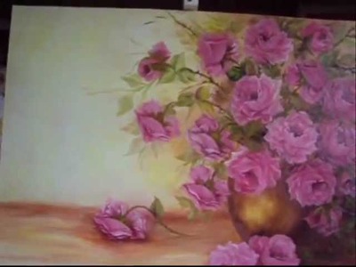Pintando Rosas - PARTE 3 (final) - Óleo sobre tela, por Shirley Sbeghen