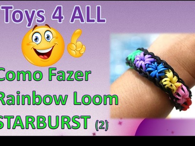 Como fazer pulseira elasticos Starburst rainbowm loom metod 02