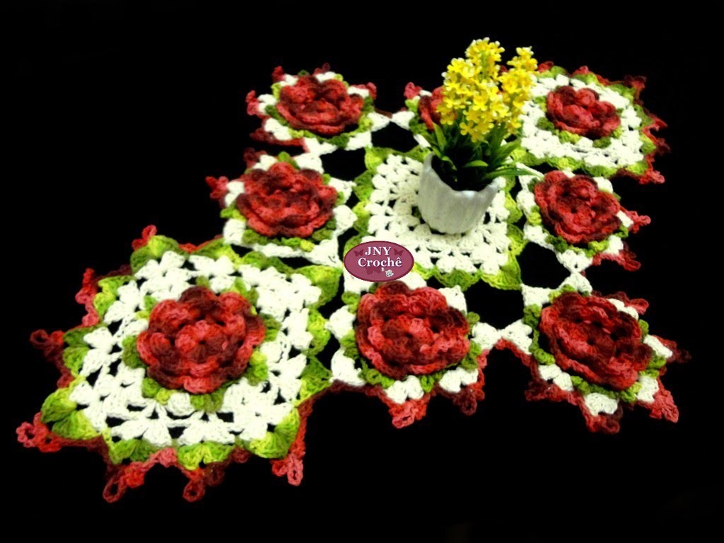 Caminho de mesa de crochê "Flores" por JNY Crochê