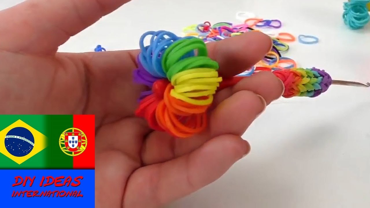 Como fazer enfeite para lápis, canetas e afins com elásticos Rainbow Loom
