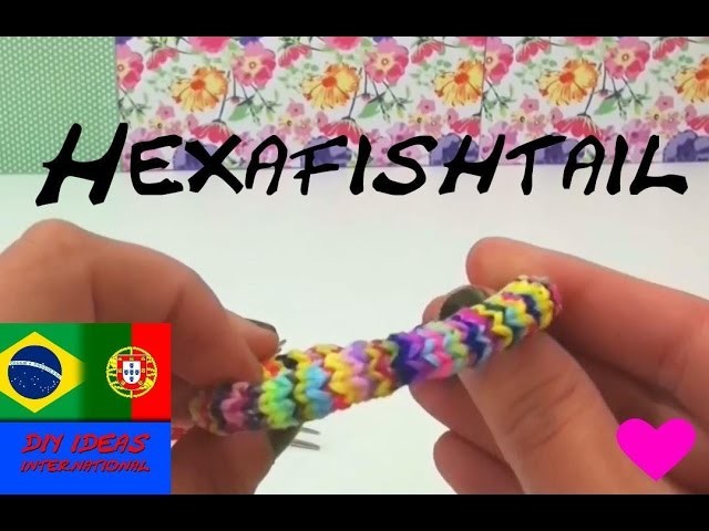 Pulseiras de elástico HEXAFISH com garfo como fazer pulseira hexafish em Português Rainbow Loom