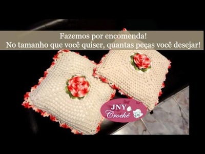 Almofada de crochê com flores por JNY Crochê