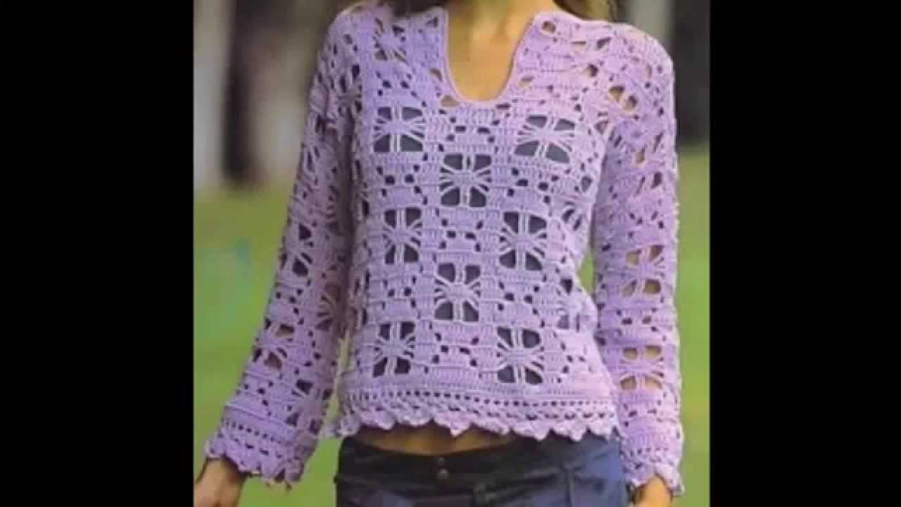 Suéter Calado Lila Fácil a Crochet