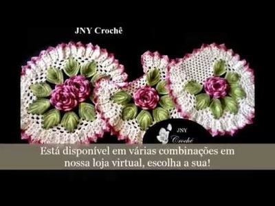 Jogo de banheiro de crochê com flores "Amora Selvagem" por JNY Crochê
