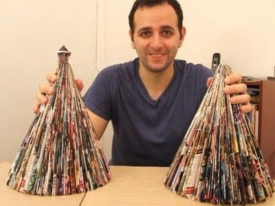 Como fazer uma árvore de natal com uma revista (origami)