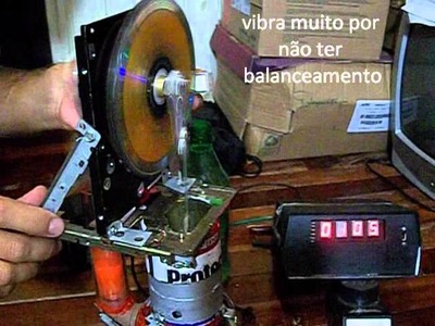Motor Stirling caseiro à 1220 RPM - Demo of my Homemade Stirling engine