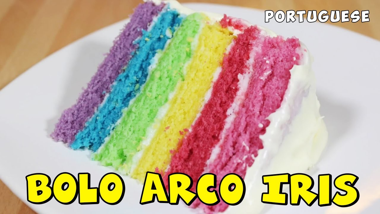 Bolo Arco Iris | Rainbow Cake in Portugues
