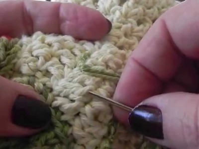 Como bordar raminhos nos tapetes em crochet