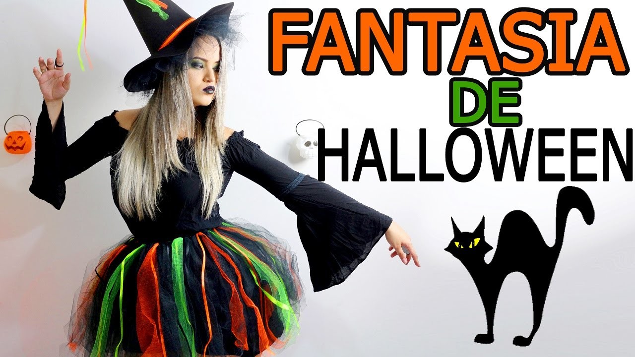 Como fazer Fantasia de Halloween de bruxa | DIY | Faça você mesma
