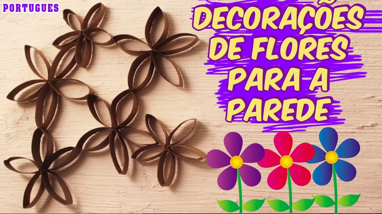 Como fazer Decorações de Flores para a Parede Fácil | Flower Wall art | Portuguese Arts & Crafts