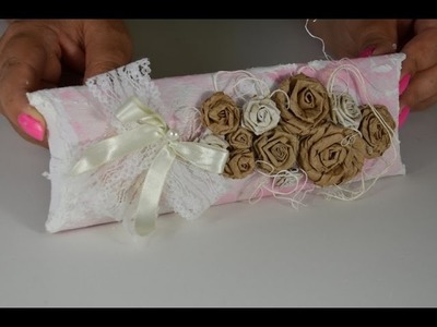 DIY: Convite caixinha rolinho de papel toalha.vintage paper roses