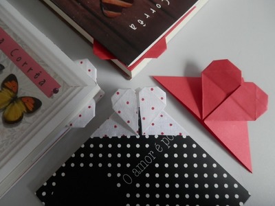 Marca página coração 2 - Origami em tecido - Orinuno